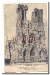 Reims Postcard Old In his years of 1914-1918 bombings