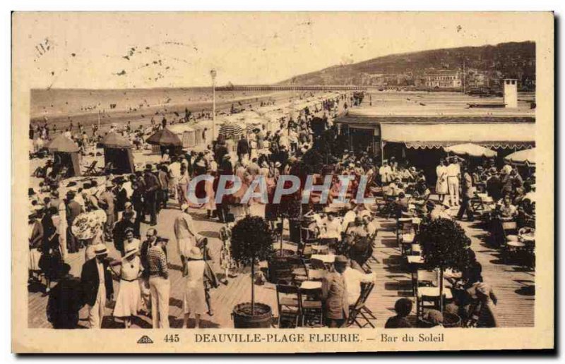 Old Postcard Deauville Beach bar flowery sun