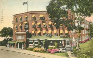 Albertype Hand Colored Plattsburg New York Witherill Hotel flag Postcard 21-2167