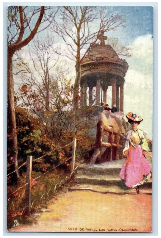 c1910 Les Buttes-Chaumont Ville De Paris France Oilette Tuck Art Postcard