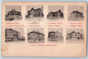 Butte Montana MT Postcard Public Schools Building Exterior Multiview Antique