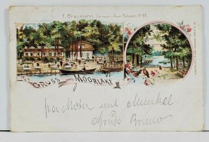 Germany 1899 Gruss aus Moor Lake Multi View Early Litho to Berlin Postcard L1