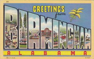 Alabama Greetings From Birmingham Large Letter Linen 