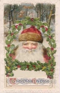 Christmas  Santa Claus Winch Folder writing on back small pin hole from embos...