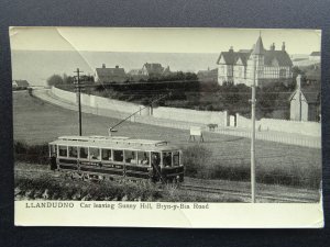 LLANDUDNO Car leaving Sunny Hill, Bryn-y-Bia Rd c1909 RP Postcard by GR.Thompson