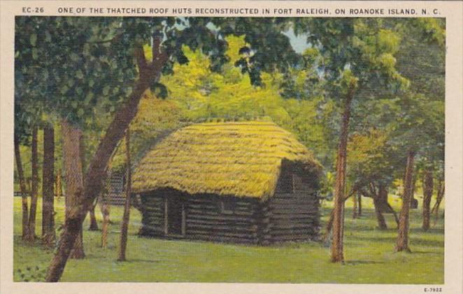 North Carolina Roanoke Island Thatched Roof Hut Reconstructed In Fort Raleigh