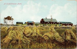 A Saskatchewan Farm SK Sask Red Barn Canadian Prairies CS Co. #596 Postcard F41