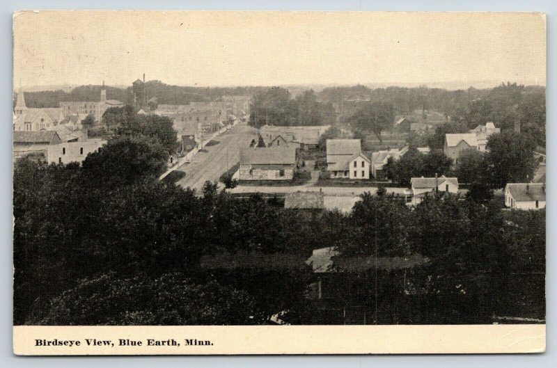 Blue Earth Minnesota~Birdseye View of Downtown & Rooftops c1910 Postcard