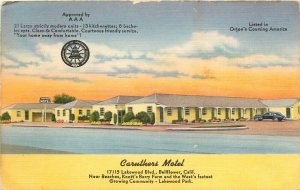 Linen Postcard Coruthers Motel Lakewood Blvd Bellflower Near Knott's Berry Farm