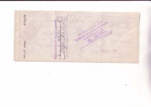 Cheque, Bank Of Canada 1933 Needlecraft Mills, St Hyacinthe Quebe Canadian Stamp