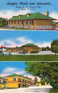 Daigle's Motel & Autocatels St Leonard NB Roadside Canada Postcard ca 1950s