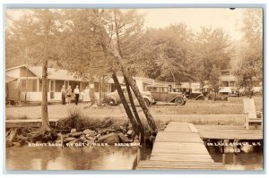 c1930's Bonny Doon Cottages Dock Basin Bay Lake George NY RPPC Photo Postcard 