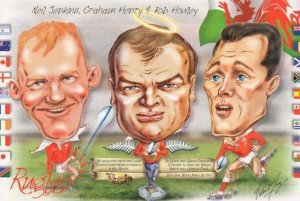 Neil Jenkins Graham Henry Rob Hawley Wales Rugby Postcard