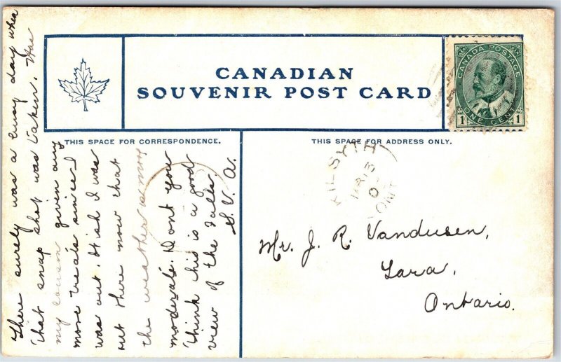 Postcard Owen Sound Ontario c1905 Inglis Falls Split Ring Cancel Kilsyth *as is*