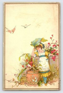 Dusseldorf Mechanical Cards Victorian Trade Card Advertisement, Art Nouveau