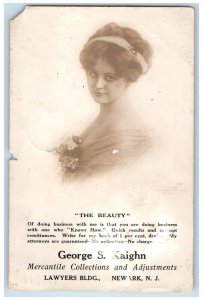 1913 The Beauty George S. Kaighn Newark New Jersey NJ Posted RPPC Photo Postcard 