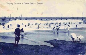 Bathing Enclosure Swimmers Ocean Beach Durban South Africa 1908 postcard