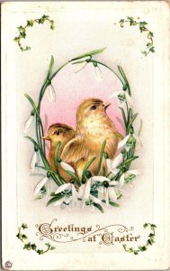 Easter Greetings With Chickens 1916