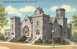 NEW CASTLE, Indiana IN    METHODIST EPISCOPAL CHURCH    c1940's Linen Postcard