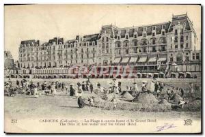 Old Postcard Cabourg The Beach at low tide and the Grand Hotel Chateau sand C...