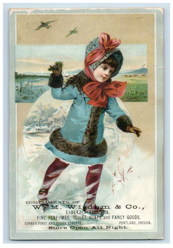 1870's-80's  Wm. Wisdom & Co Quack Medicine Portland OR Victorian Trade Card 5S