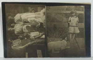 Idaho Rppc Family Picture Girl and Her Dog, near the Mines c1900s Postcard O16