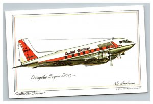 Vintage 1960's Advertising Postcard - Capitol Airlines Douglas Super DC-3