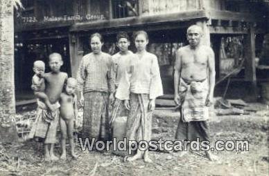 Real Photo Malay Family Group Malaya, Malaysia Unused 