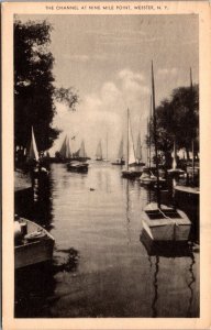 Vtg Webster New York NY Channel at Nine Mile Point 1930s Old View Postcard