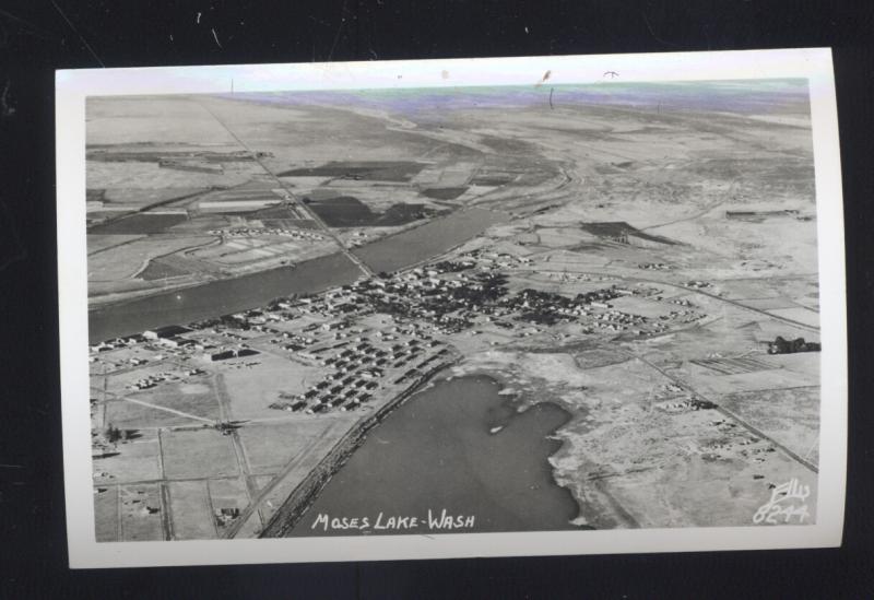 RPPC MOSES LAKE WASHINGTON AERIAL VIEW ELLIS 8244 REAL PHOTO POSTCARD