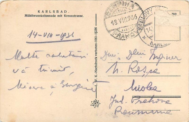 Eastern Europe Czech Republic Karlovy Vary Karlsbad 1936 real photo postcard