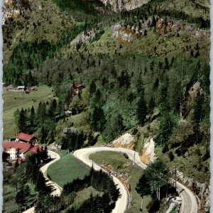 c1930s Kesselberg Pass Road Bavaria Postcard Herzogstand Mtn Winding Switchbacks