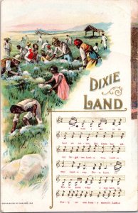 Black Americana Dixie Land Sheet Music Postcard Miscut Error Card