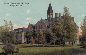 Postcard Fargo College + Dill Hall Fargo North Dakota ND