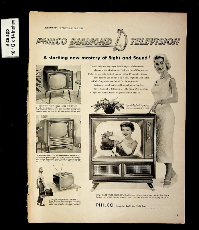 1956 Philco Diamond D Television Vintage Print Ads 9433