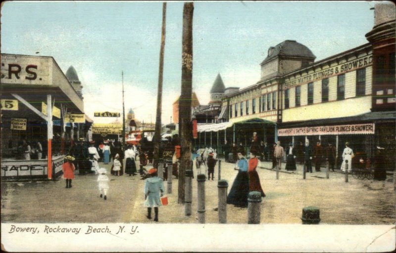 Rockaway Beach Long Island NY Bowery c1910 Postcard