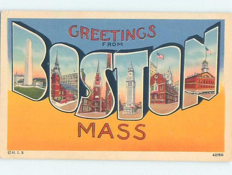 Linen BIG LETTERS Boston Massachusetts MA ho6974