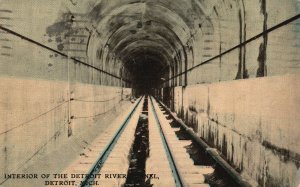 Vintage Postcard 1913 Interior Of The Detroit River Tunnel Detroit Michigan MI