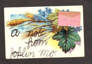 MO A Note From Joplin Missouri w/envelope and note Postcard