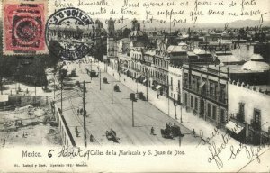mexico, MEXICO D.F., Calles de la Mariscala y S. Yuan de Dios (1909) Stamp