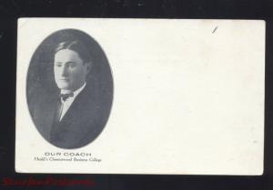 HEALD CHESTNUTWOOD BUSINESS COLLEGE FOOTBALL COACH CALIFORNIA OLD POSTCARD