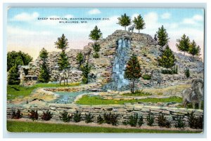 c1940s Sheep Mountain Washington Park Zoo Milwaukee Wisconsin WI Postcard