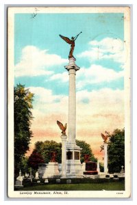 Lovejoy Monument Alton IL Illinois Linen Postcard S18