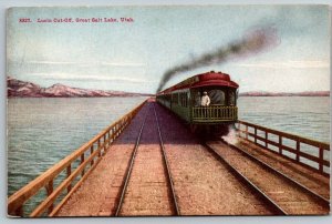 Great Salt Lake  Utah  Southern Pacific Railway  Lucin Cut-Off   Postcard