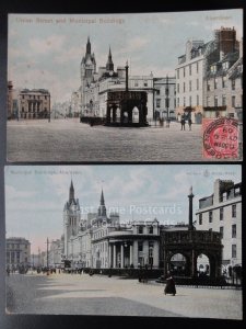 Scotland: 2 x Aberdeen, Union Street and Municipal Buildings c1906