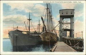 Tampa FL Seddon Island Phosphate Elevators - Ships c1920 Postcard