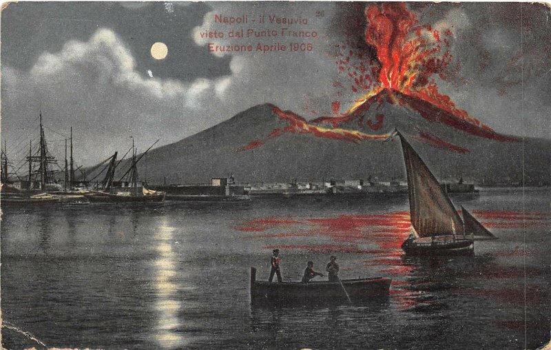 Lot 81 vesuvius view of eruption aprilie 1906 napoli naples italy postcard boat