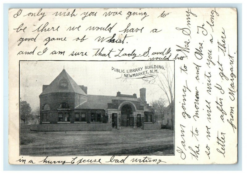 1905 Public Library Building Newmarket New Hampshire NH Posted Recieved Postcard 