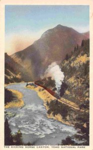 Railway Train Kicking Horse Canyon Yoho National Park Alberta Canada postcard