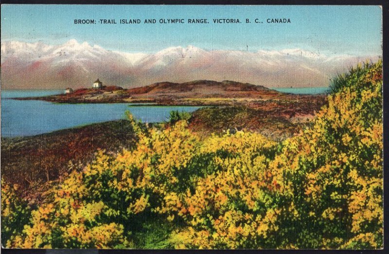 British Columbia ~ VICTORIA Broom Trail Island and Olympic Range pm1940 - LINEN